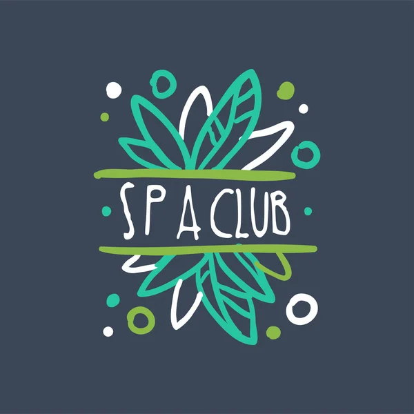 Spa club logo, emblem for wellness, yoga center hand drawn vector Illustration — Stock Vector