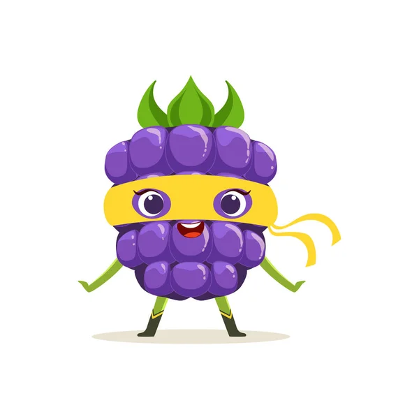 Personagem de desenhos animados de super-herói feliz blackberry — Vetor de Stock