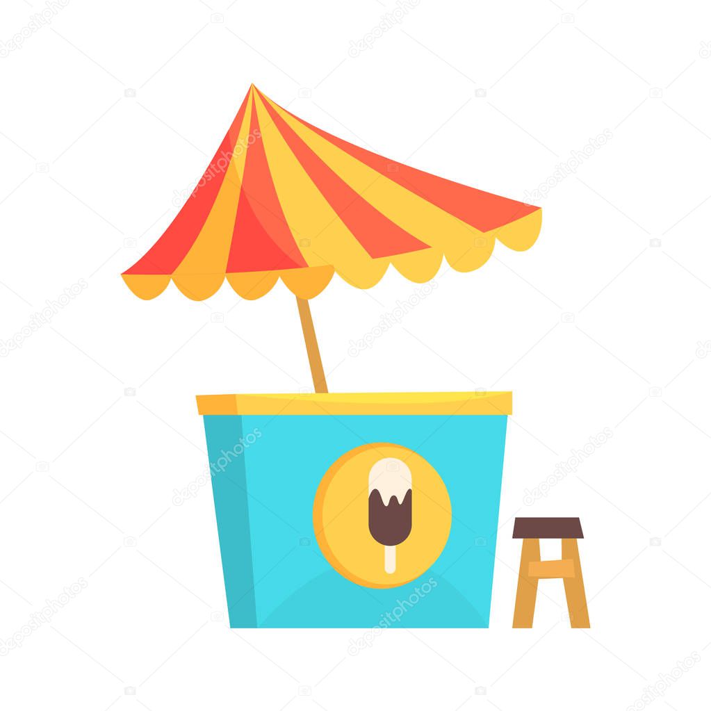Ice cream kiosk, market stall for external usage cartoon vector Illustration