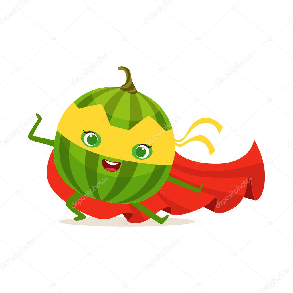 Cartoon character of superhero watermelon in fighter pose
