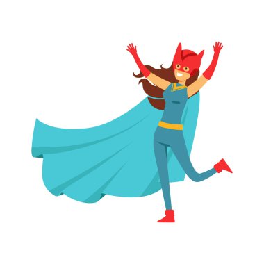 Kadın süper kahraman çizgi roman kostüm cape ve kedi kulakları ile