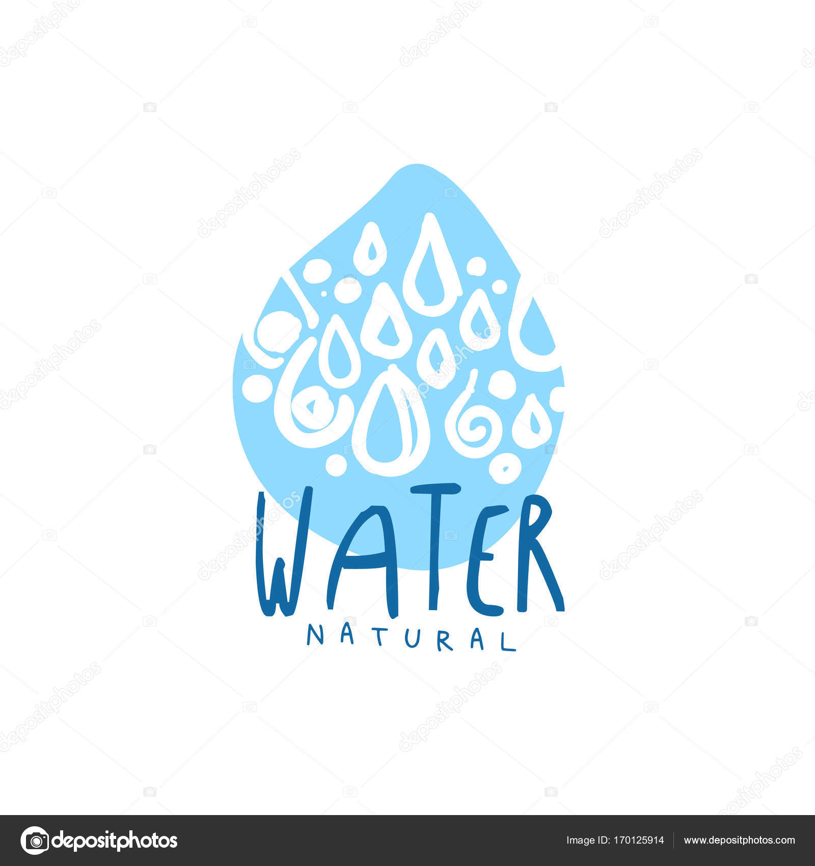 Signes Dessinés à La Main De Leau Pure Drop Logo Forme Avec