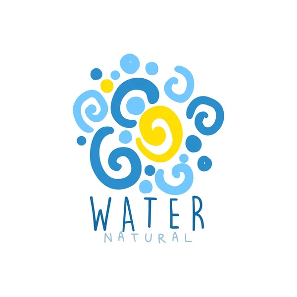 Hand drawn patterned whirlpool water for logo with text — Stock Vector