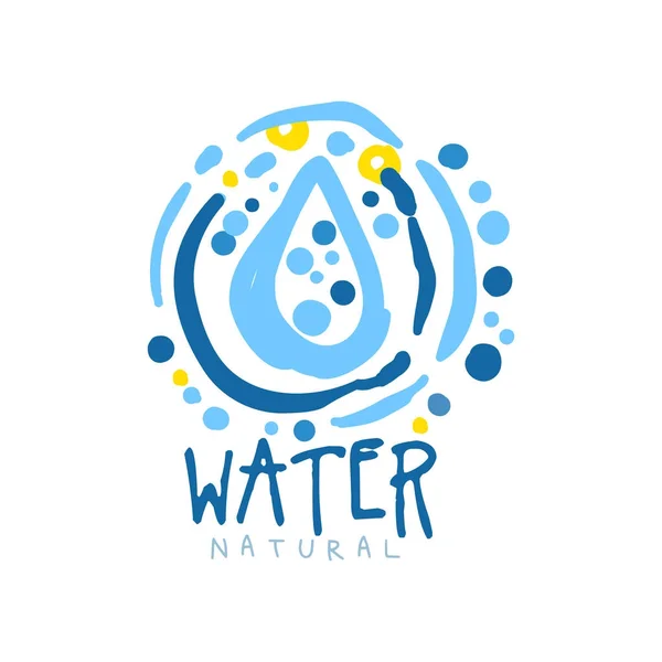 Logotipo de agua extraída a mano con marco de hidromasaje y gota en el interior — Archivo Imágenes Vectoriales