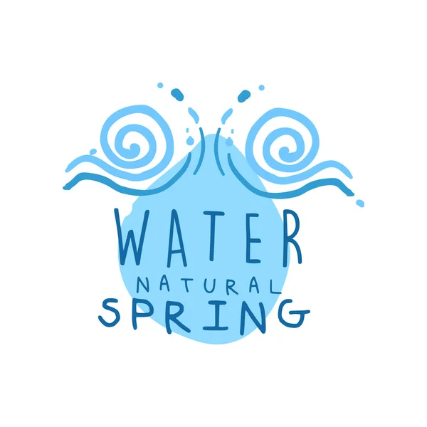 Ručně tažené logo s vlnách a kapky vody — Stockový vektor