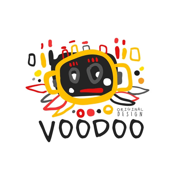 Voodoo afrikai és amerikai magic logó absztrakt fejjel — Stock Vector