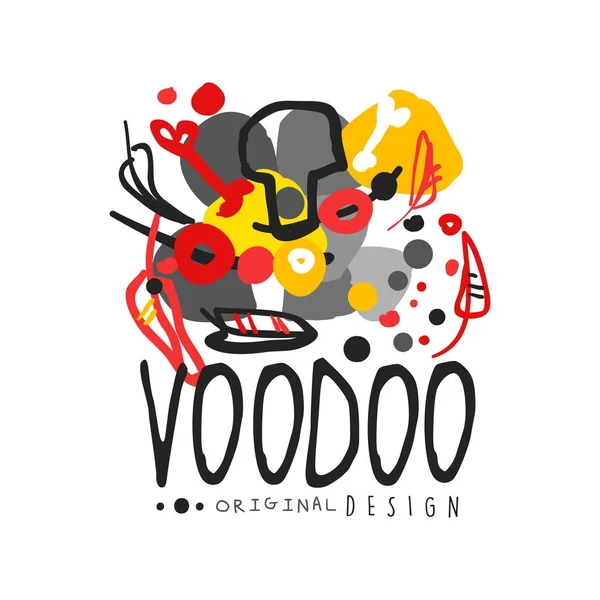 Logotipo mágico africano y americano vudú con dibujo abstracto — Vector de stock