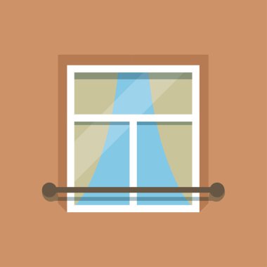 Düz cephe korniş kahverengi duvarda penceresiyle