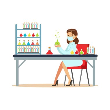 Kadın bilim laboratuarında deneyler sıvı ile