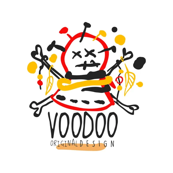 Voodoo afrikai és amerikai magic logó fej tűvel — Stock Vector