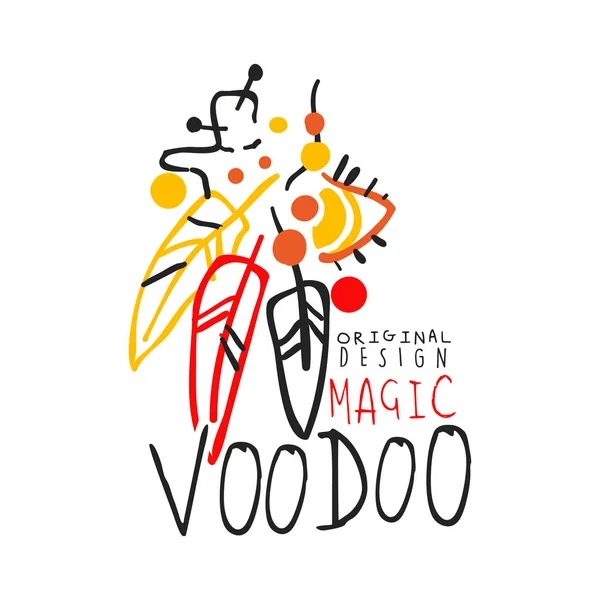 Voodoo africké a americké magie logo s peřím — Stockový vektor