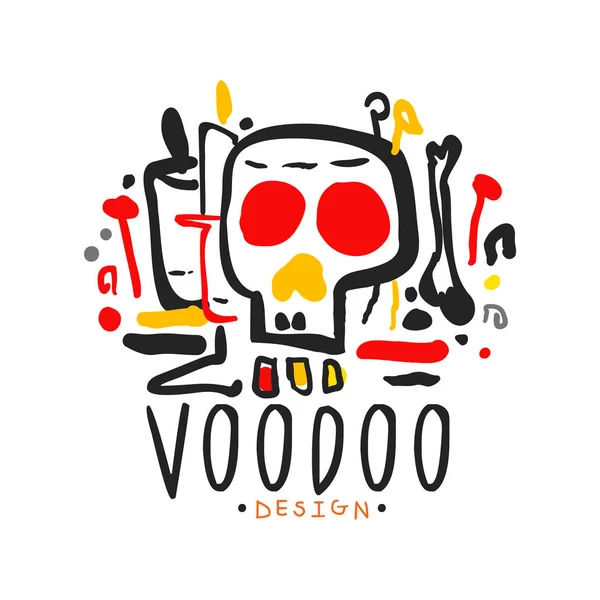 Voodoo afrikai és amerikai magic logóval, misztikus koponya — Stock Vector