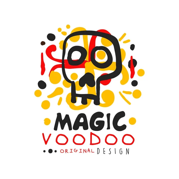 Voodoo afrikai és amerikai magic logóval, misztikus koponya — Stock Vector