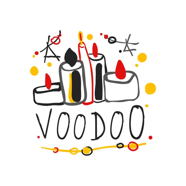 Voodoo-afrikanisches und amerikanisches Magic-Logo mit Kerzen und Sternen — Stockvektor