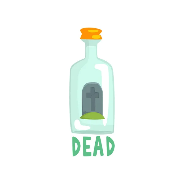Tombstone sul fondo della bottiglia di alcol gigante, cattiva abitudine, concetto di alcolismo vettore cartone animato Illustrazione — Vettoriale Stock