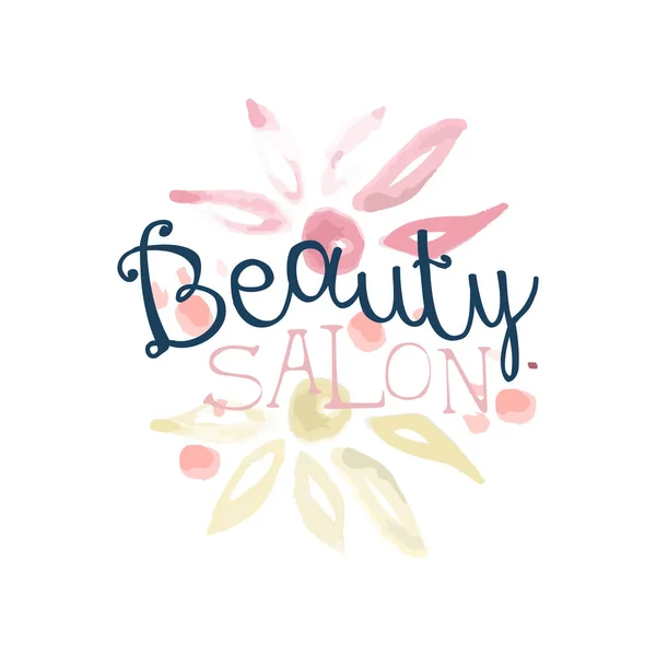 Logo del salón de belleza, etiqueta para el cabello o estudio de belleza, procedimientos cosméticos, centro de spa acuarela vector Ilustración — Archivo Imágenes Vectoriales