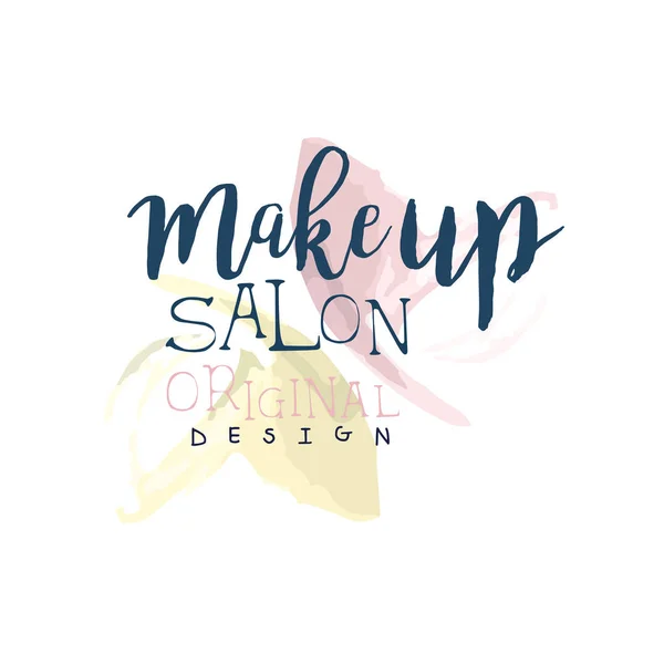 Design original de logo de salon de maquillage, étiquette pour studio de beauté, magasin de cosmétiques, centre spa aquarelle vecteur Illustration — Image vectorielle