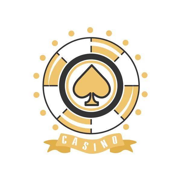 Logo del casinò, distintivo di gioco d'azzardo vintage o emblema vettoriale Illustrazione — Vettoriale Stock