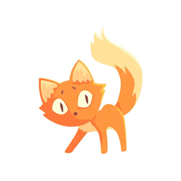 面白い好奇心旺盛赤子猫、かわいい漫画の動物キャラクターのベクトル図 — ストックベクタ
