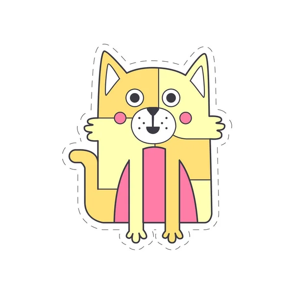 Patch en tissu coloré drôle mignon chat, appliquer pour la décoration enfants vêtements dessin animé vecteur Illustration — Image vectorielle