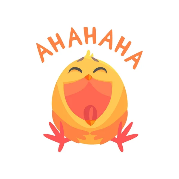 Funny laughing cartoon comic chicken with phrase vector Illustration