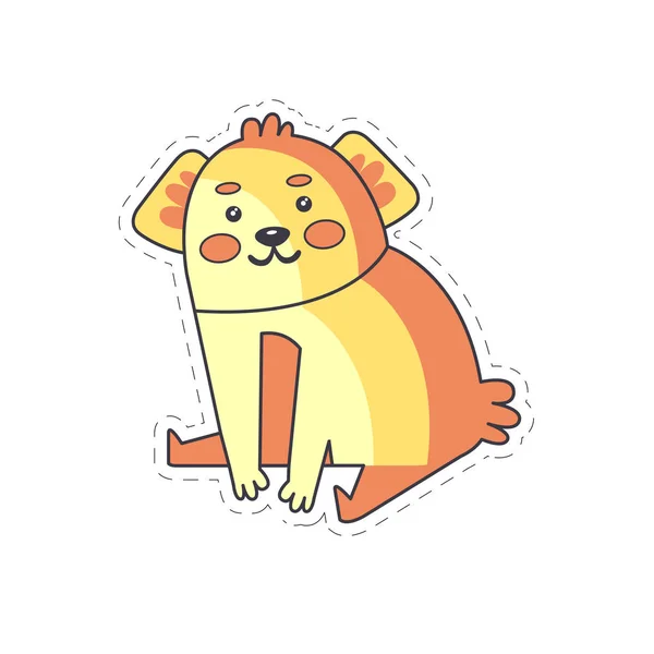 Schattige grappige puppy kleurrijke doek patch, stoffen voor decoratie kids kleding cartoon vector illustratie — Stockvector