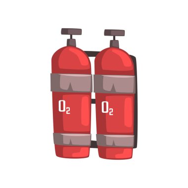 Oksijen tankları ile karikatür madenci sırt çantası