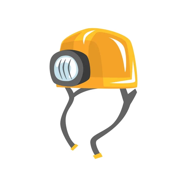 Kask żółty pracownika z latarką — Wektor stockowy