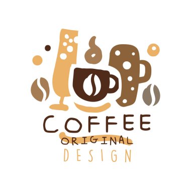Kahve el kupalar ile çizilmiş orijinal logo tasarımı