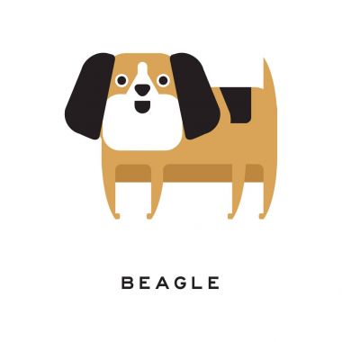 Düz stil uzun kulaklı küçük kahverengi beagle köpek yavrusu