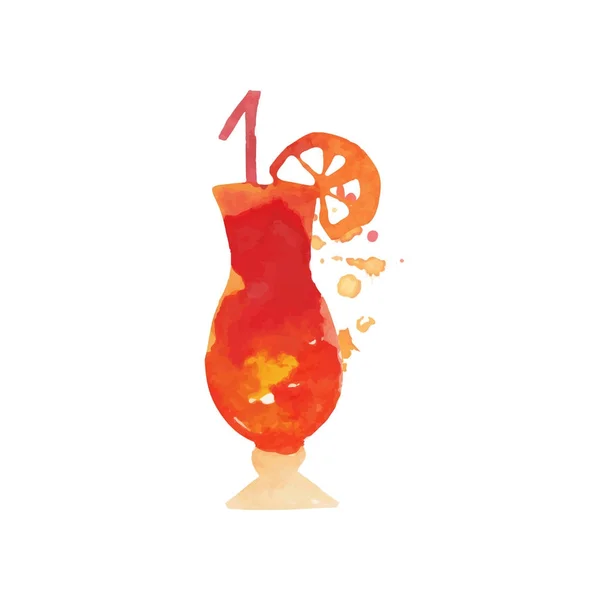 Коктейльный спирт смешанный с лимонным цветным акварельным вектором — стоковый вектор