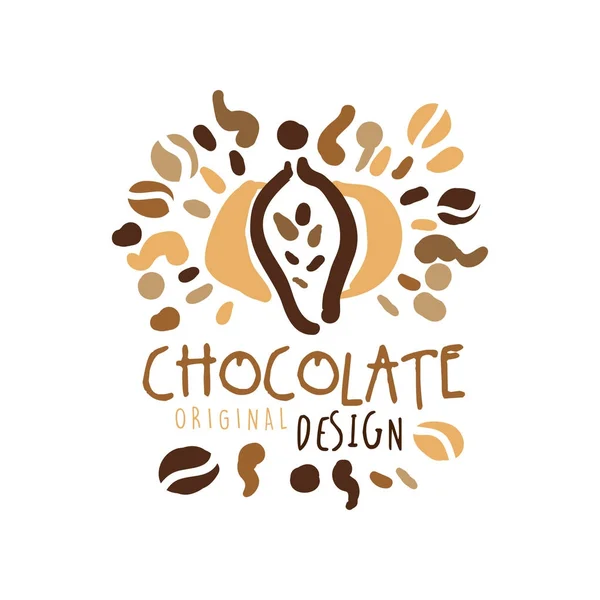 Chocolat dessiné à la main logo original design — Image vectorielle