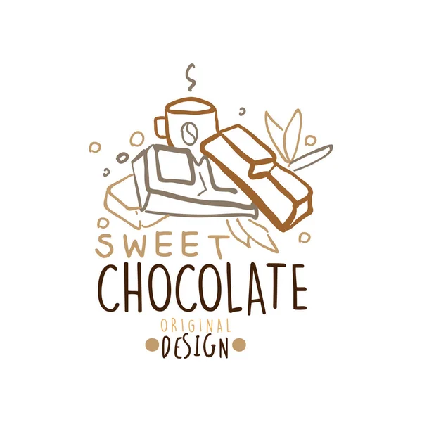 Desain templat logo lukisan tangan Choco sweets - Stok Vektor