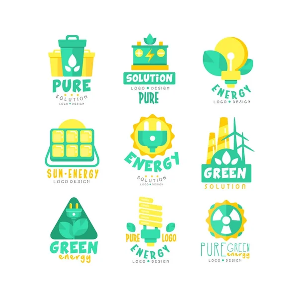 Set logo fonti alternative di energia verde — Vettoriale Stock