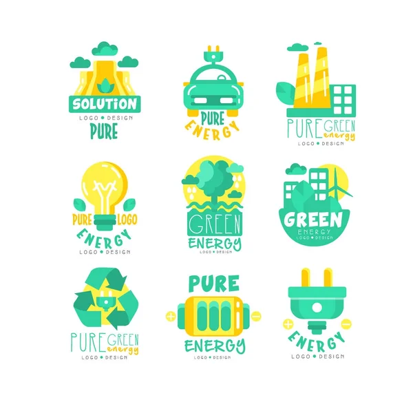 Set logo fonti alternative di energia verde — Vettoriale Stock