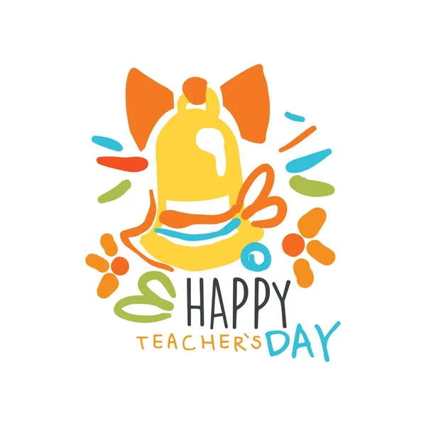 Mutlu öğretmenler günü etiket özgün tasarım — Stok Vektör