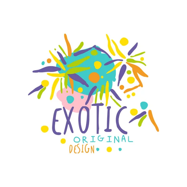 Logotipo exótico desenhado à mão colorido para serviço de viagens — Vetor de Stock