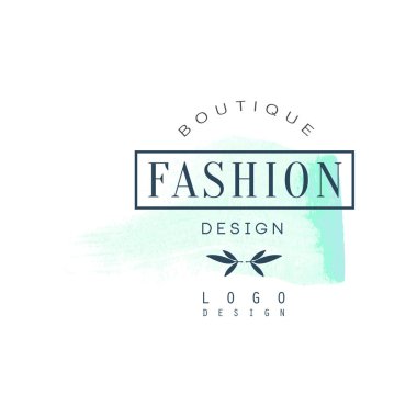 Moda butik logo tasarım, giyim Salonu, Güzellik Salonu veya makyajcısı suluboya vektör çizim için rozet