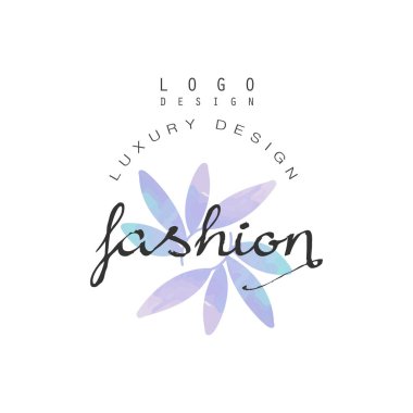 Lüks tasarım logo, rozet giyim butik, Güzellik Salonu veya makyajcısı suluboya vektör çizim için moda