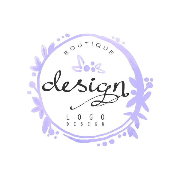 Desain logo mode, lencana untuk butik pakaian, salon kecantikan atau gambar vektor cat air kosmetik - Stok Vektor