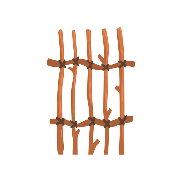 Rustic fence, boundary for farm or country house, cartoon vector Illustration