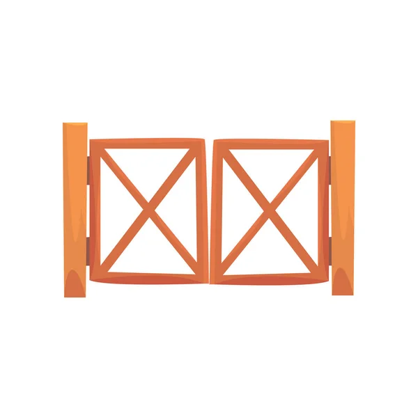 Trä gården gates från korsade bordläggning tecknade vektor Illustration — Stock vektor