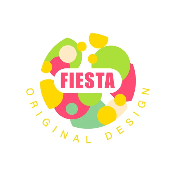 Fiesta originální design logo, barevné označení pro dovolenou nebo festival vektorové ilustrace — Stockový vektor