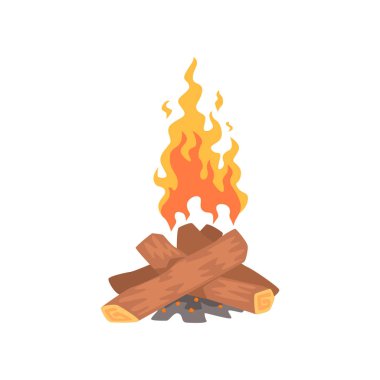 Şenlik ateşi, kamp ateşi karikatür vektör çizim