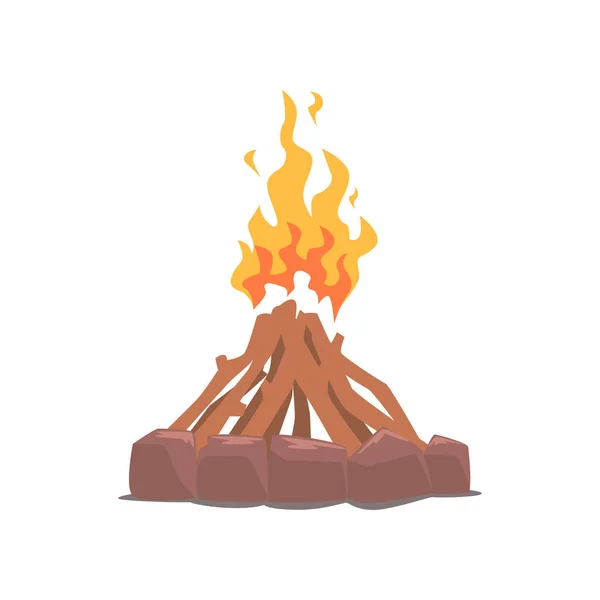 Fuego rodeado de piedras vector de dibujos animados Ilustración — Archivo Imágenes Vectoriales