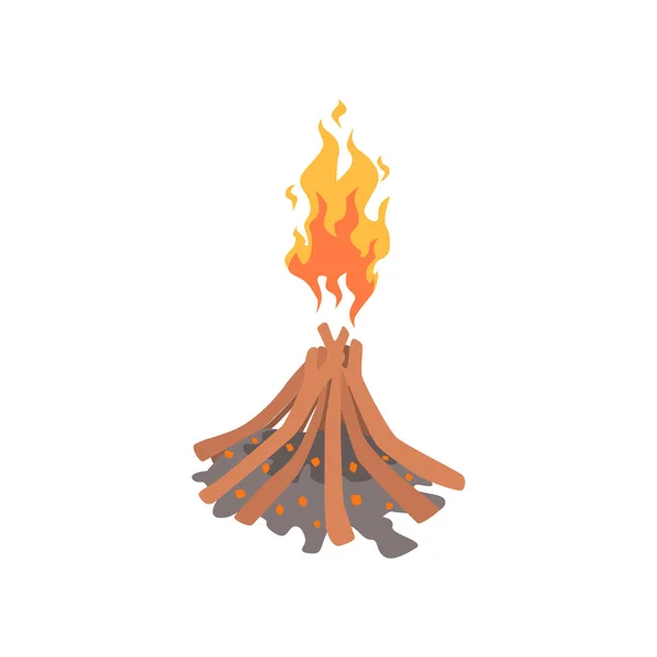 Hoguera, camping fuego vector de dibujos animados Ilustración — Archivo Imágenes Vectoriales