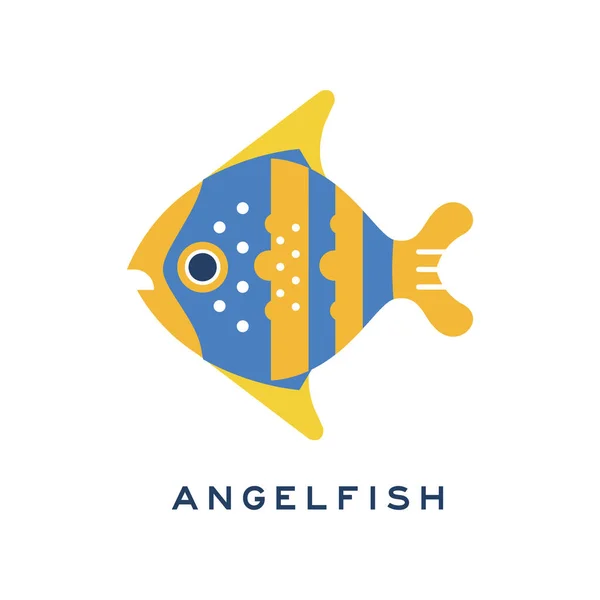 Angelfish, pesce di mare geometrico stile piatto disegno vettore Illustrazione — Vettoriale Stock