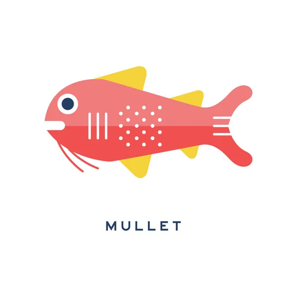 Mullet, peixes do mar geométrica estilo plano vetor de design Ilustração — Vetor de Stock