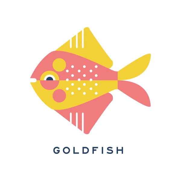 Goldfish, peixe marinho geométrico estilo plano vetor de design Ilustração — Vetor de Stock