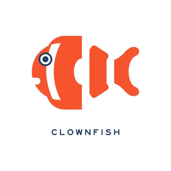 Clownfish, sea fish geometric flat style design vector Illustration — Stock Vector